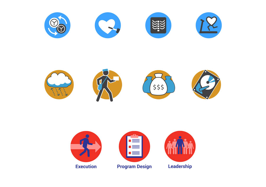 Image showing select icons created for various eLearning projects.