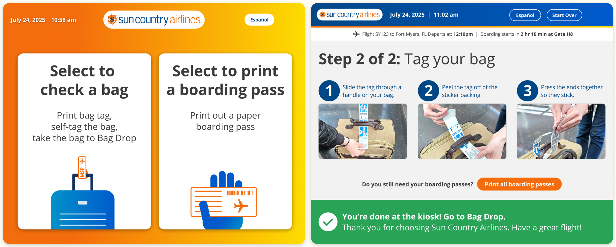 Two kiosk screen design options