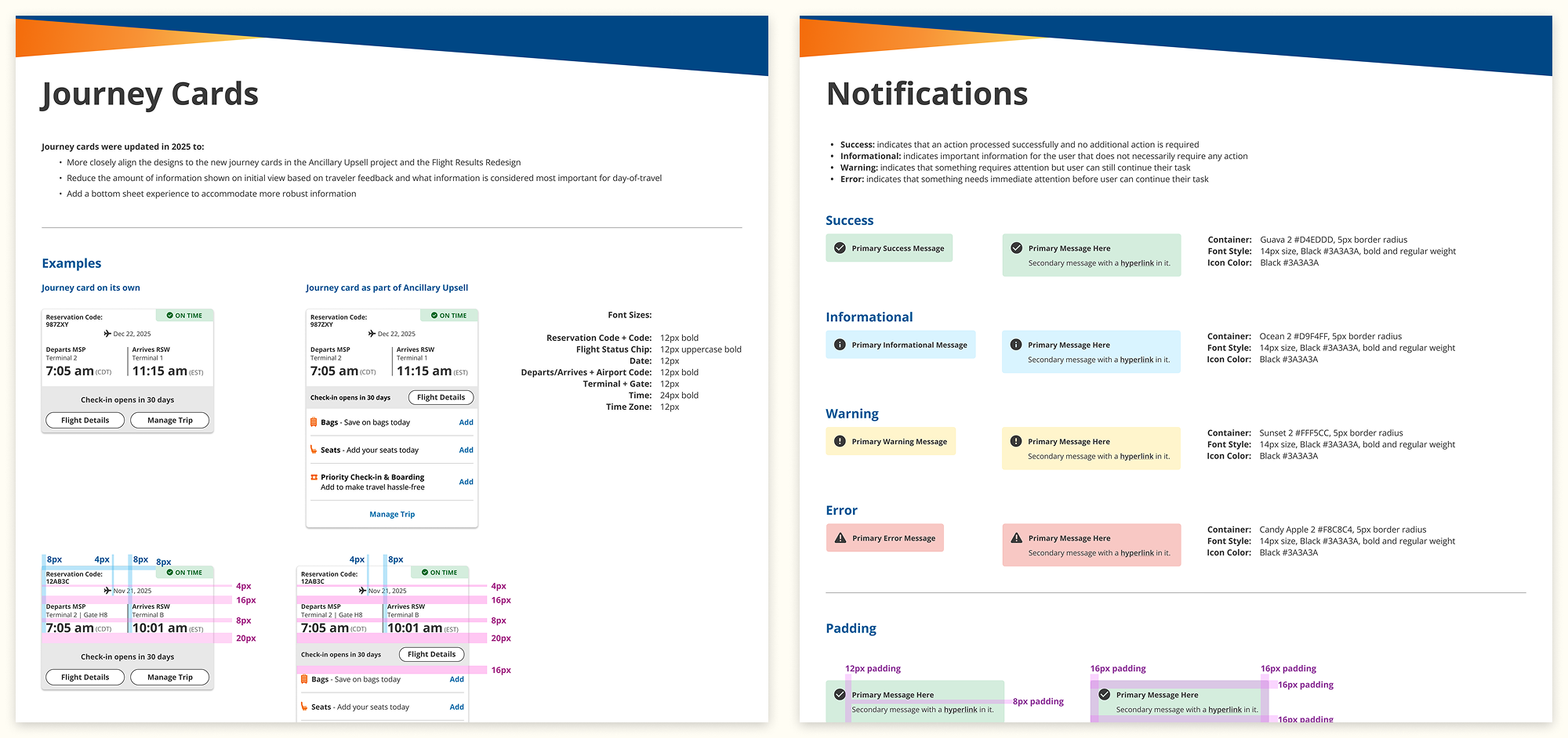 A snapshot of two pages from the Mobile App Style Guide